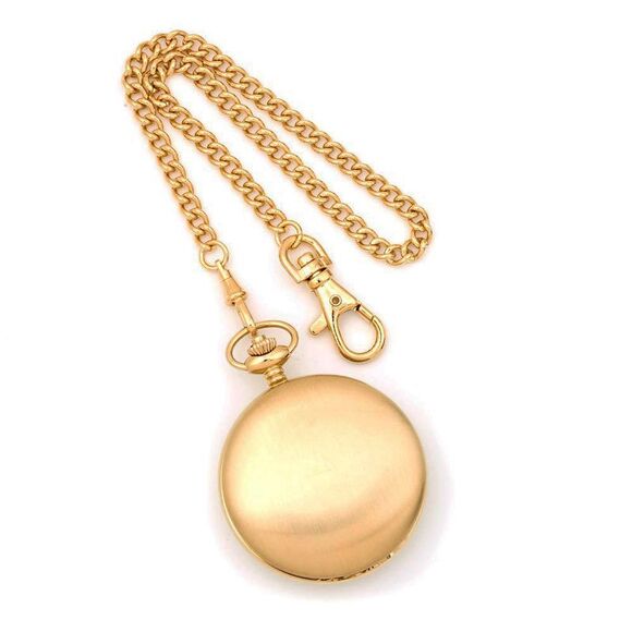 Charles Hubert IP-pltd Stainless Double Cover Satin Pocket Watch - Picture 4 of 5